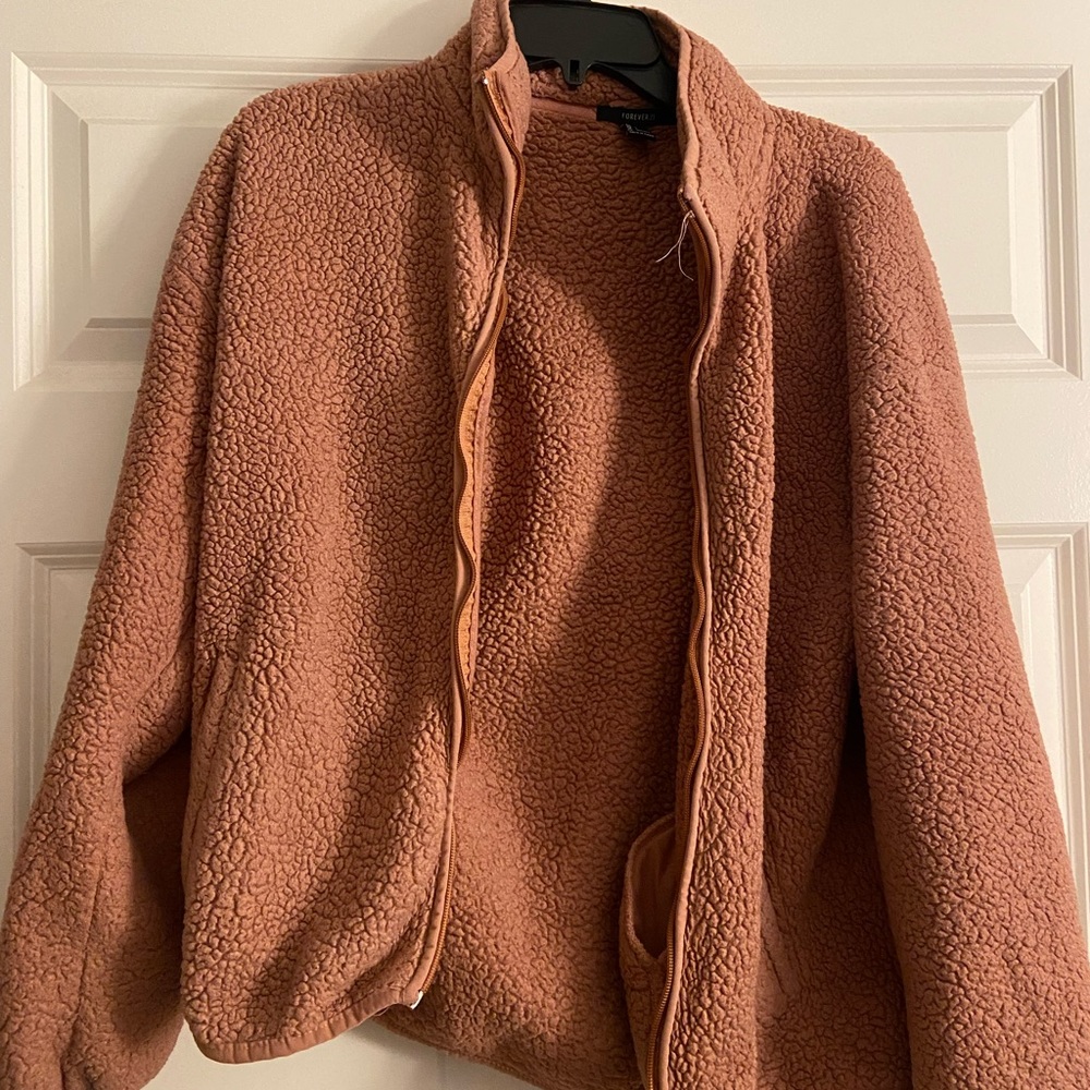 Fluffy Mauve Zip Up